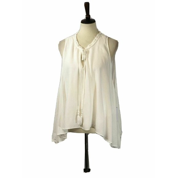Guess Women's White Kira Convertible Gauze Top size XL - Picture 3 of 13